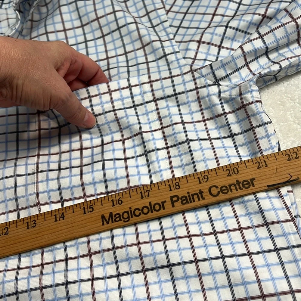 Lands End windowpane plaid tailored fit long sleeve collared button down 15.5 32 - Picture 7 of 8